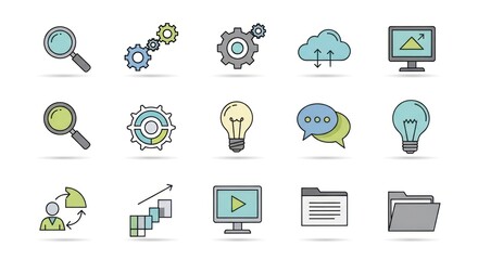 Pastel outline technology icons