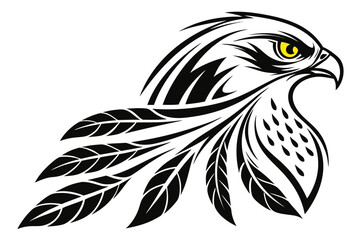 Illustration of an eagle head isolated on white background in black color