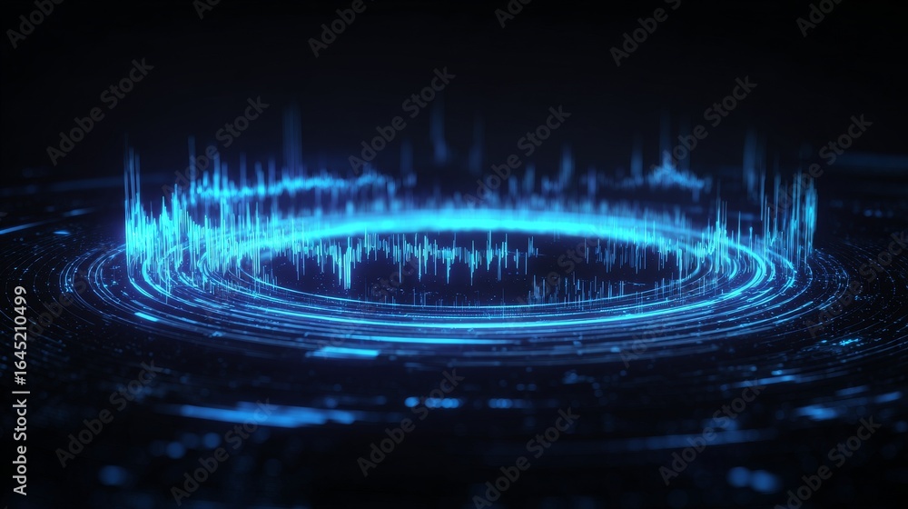 Poster abstract futuristic background. futuristic technology. digital sound waves and data visualizations. 