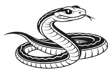 Fototapeta premium Isolated on white background, a snake is coiled and ready to strike