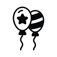 A well designed glyph style icon showing balloons