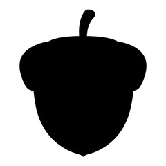 Single black acorn nut, ripe and ready to be picked, on white background