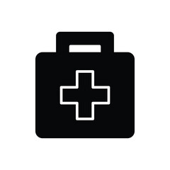 Obraz premium Simple Black First Aid Kit Icon for Health and Medical Representations