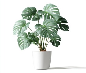 A lush houseplant in a white pot