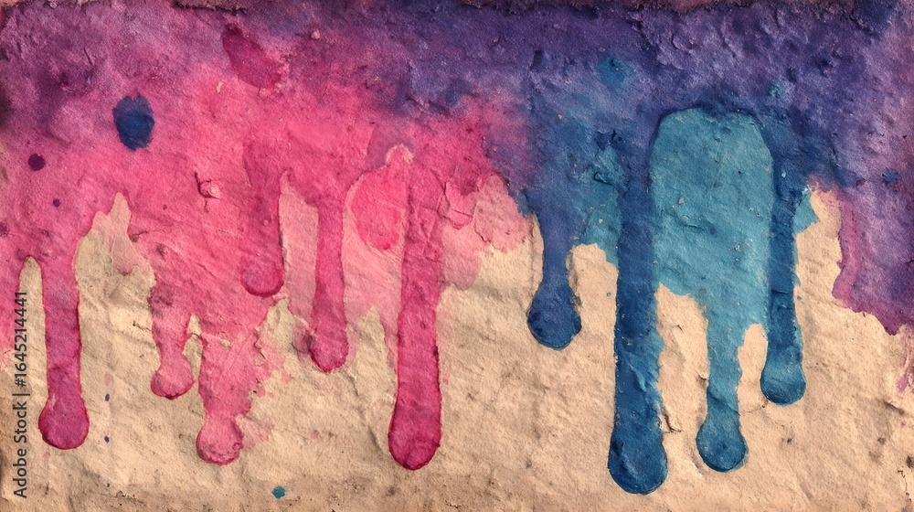 Poster A captivating abstract composition featuring dynamic drips and splashes of vibrant multicolored paint on a textured background