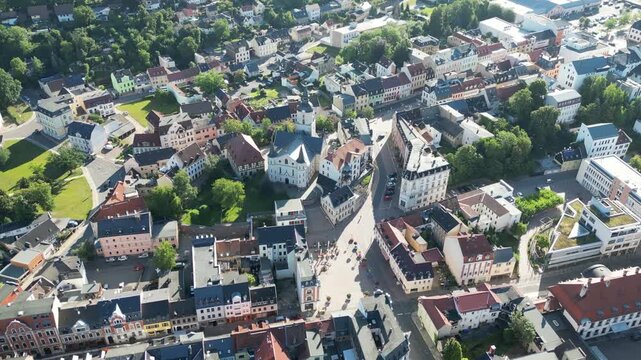 aerial view of the city meerane in east germany horizontal 4k