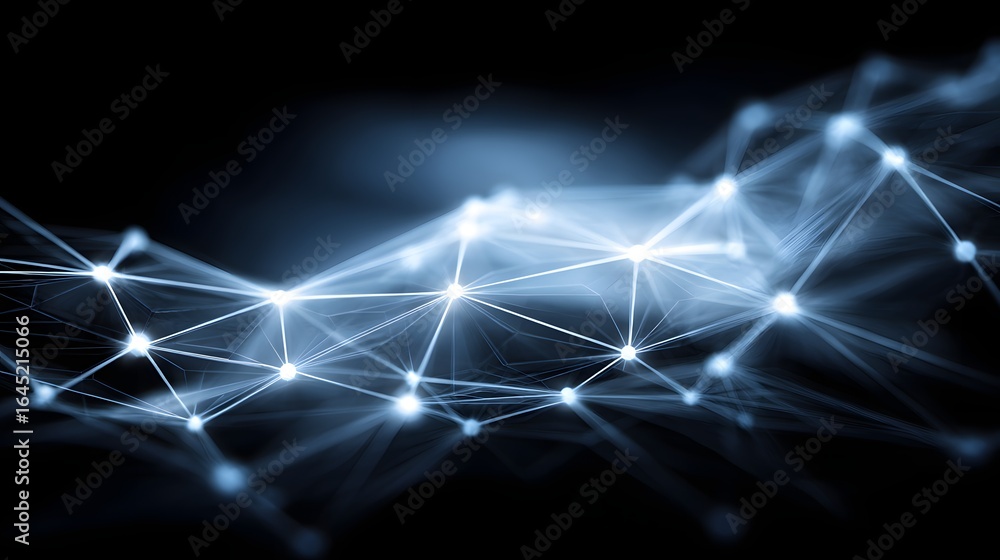 Aufkleber abstract network design with glowing points and lines.