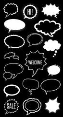 Collection of various speech bubbles and dialog boxes for comic books and graphic design projects