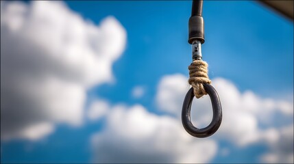 Obraz premium Close-up of a rope loop hanging against a clear sky.