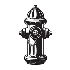 Fototapeta premium Detailed black and white illustration of a classic fire hydrant on a white background