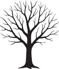 A Silhouette of a Bare Tree Against a White Background Depicts Autumnal Stillness and Winter Solitude