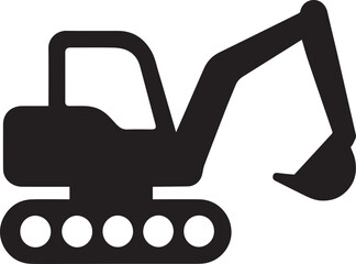 Silhouette of an Excavator Heavy Equipment Vehicle, Symbolizing Construction, Infrastructure Projects, and Earthmoving Machinery in Civil Engineering and Development