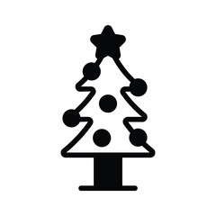 A visually appealing glyph icon of christmas tree