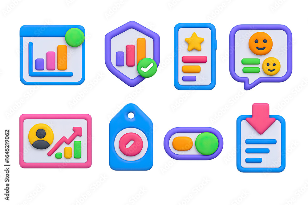 Fototapete set of colorful icons for a computer program