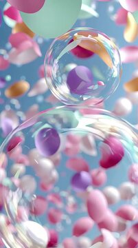 Colorful floating shapes and bubbles  background 
