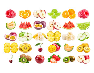 Obraz premium Mixed fruit set on white background