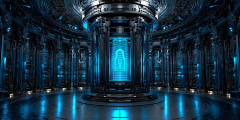 Obraz premium Future of computing quantum encryption enhancing data security in a high-tech environment
