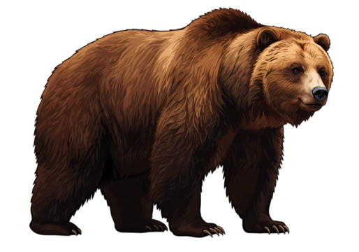 Majestic Brown Bear A Powerful Presence Against a Black Background on transparent background