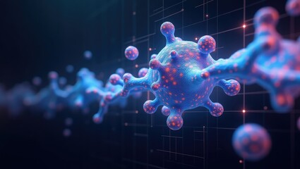 A futuristic visual of a data visualization showing a chemical reaction