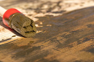 oil for wood , linseed oil for painting wood for a beautiful appearance and protecting the tree from the sun and pests