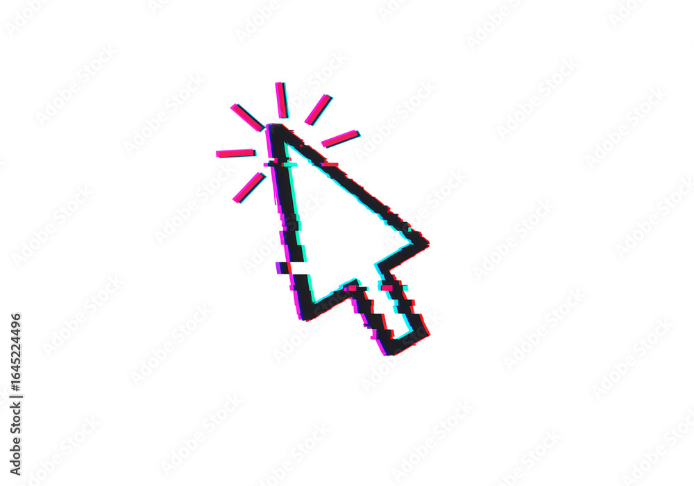 Aufkleber neon glitch cursor vibrant digital pointer for tech designs on transparent background