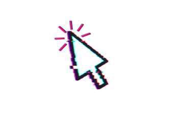 Neon Glitch Cursor Vibrant Digital Pointer for Tech Designs on transparent background