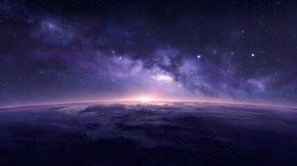 Fototapeta premium A vast expanse of space with a planet's horizon.