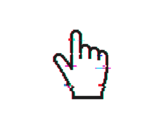 Glitch Cursor Digital Hand Pointer with RGB Distortion Effect on transparent background