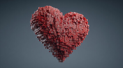 Pixelated Love: A heart constructed from tiny cubes creates a unique, digital expression of affection. The blend of hard edges and soft form invites contemplation.