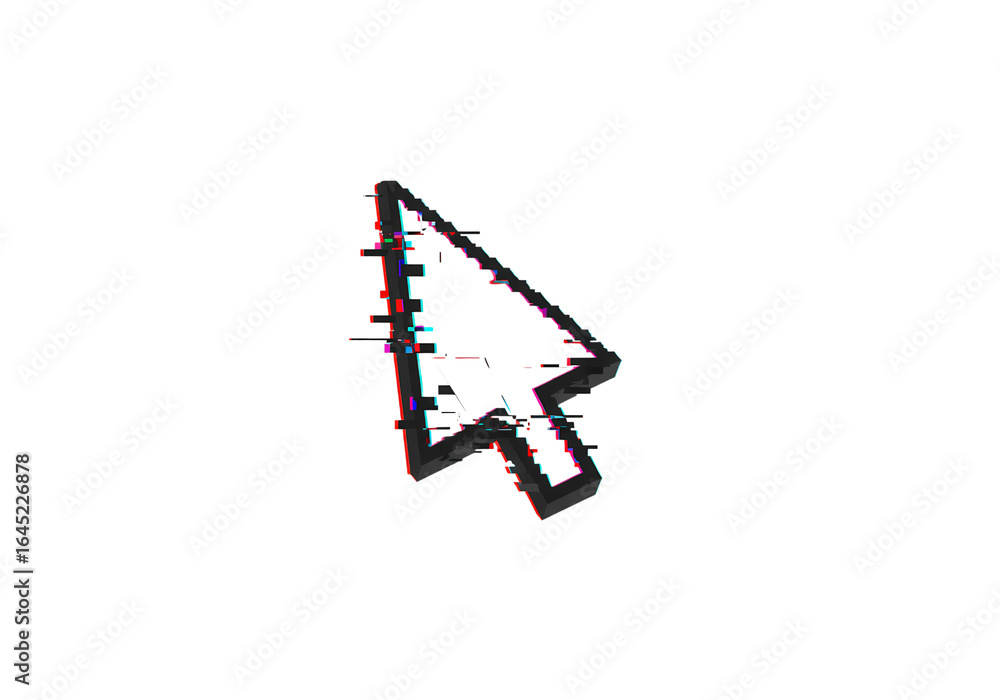 Fototapete glitch art cursor distorted computer mouse pointer icon on black background on transparent backgroun