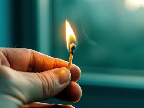 Lighting a matchstick for fire starting in survival situations, essential heat and light source in emergencies or outdoor wilderness settings