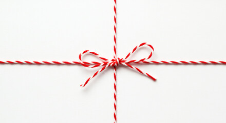 Red twine rope isolated,christmas package decor string with bow 02