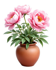 Pink Peonies in Terracotta Pot