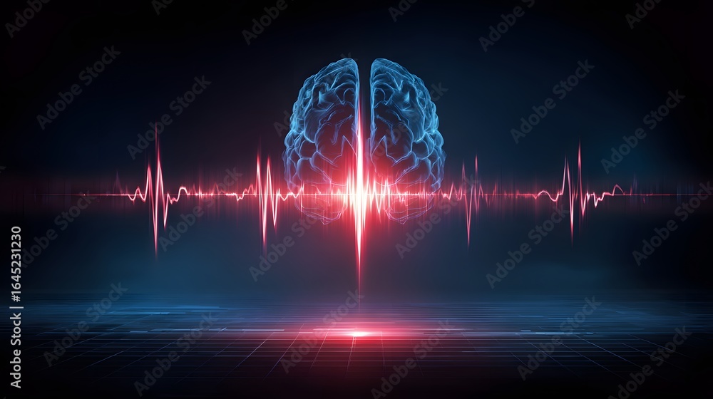 Aufkleber digital representation of a brain and its activity.