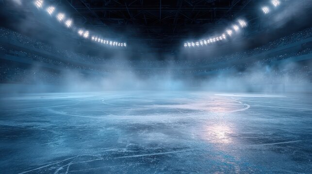 Eye-catching photo of ice hockey rink background.