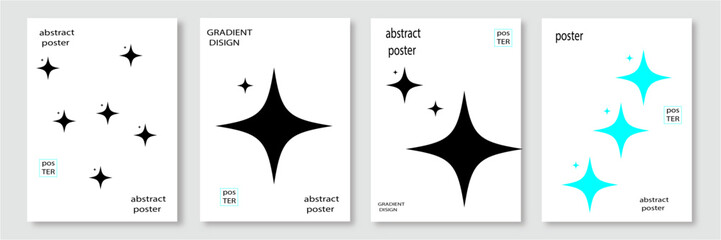 bstract monochrome poster background vector set. Modern cover template with black and white perspective geometric prism shapeabstract background vector