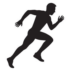 Vector silhouette illustration of a running man, a sprinter athlete in action