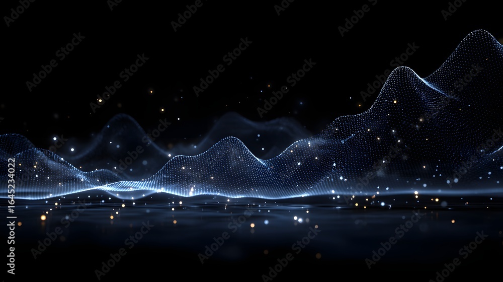 Poster abstract digital wave design with particles.