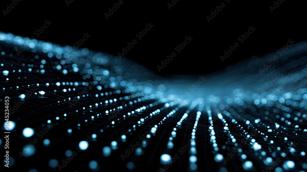 Poster abstract digital network design with glowing points.
