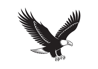 Fototapeta premium Bald Eagle flying in the sky silhouette vector illustration