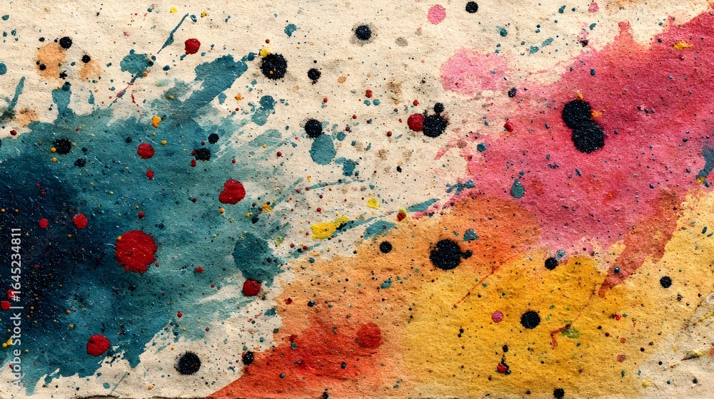 Aufkleber a dynamic and expressive abstract composition with colorful paint splatters drips and fluid movement