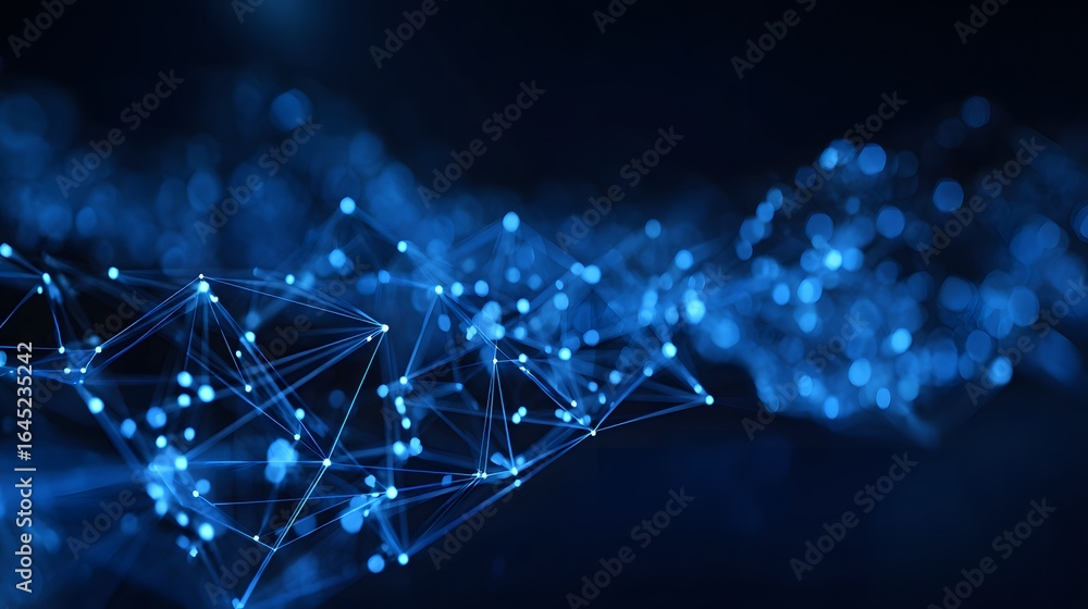 Aufkleber abstract network design with glowing blue points and lines.