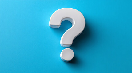 Question Mark: A clean, white question mark on a vibrant blue background, symbolizing inquiry and uncertainty. Simple, yet visually engaging concept.