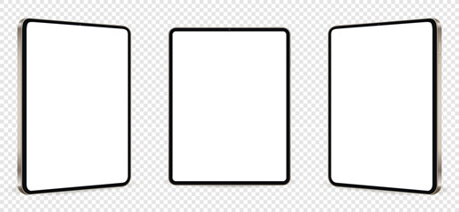 tablet computer mockup white screen. tablet pc vector isolated on transparent background.