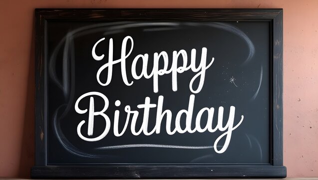 Chalkboard message of Happy Birthday, a festive and joyful greeting for special celebrations and memorable moments, with elegant handwritten typography.