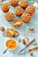 sweet potato muffins with streusel nut topping