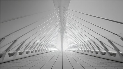 Futuristic symmetrical architecture with sunlight streaming through