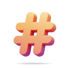 Obraz premium 3D yellow orange hashtag icon