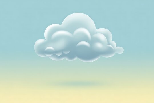 Fluffy cartoon cloud floating peacefully in a soft pastel sky, perfect for children's books, websites, or cheerful designs, bringing a sense of calm - Powered by Adobe