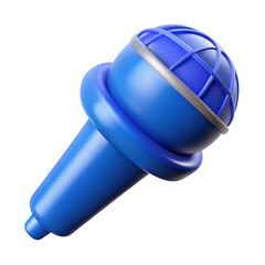 Fototapeta premium 3d blue microphone with grid head isolated on transparent background